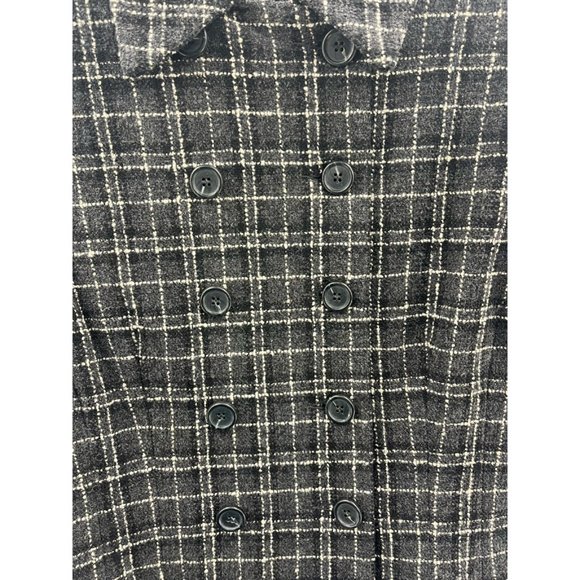 Louben Womens Double Breasted Suit Jacket Black White Tattersall Wool Blend 8 - Picture 4 of 9